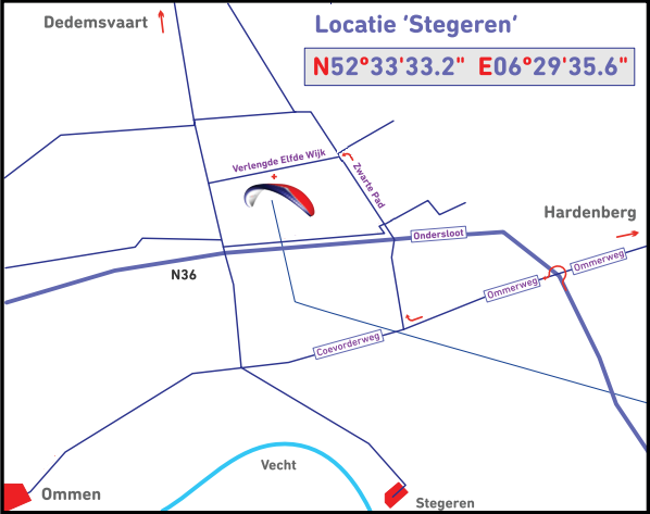 locatie en parkeren Eurofly paragliding