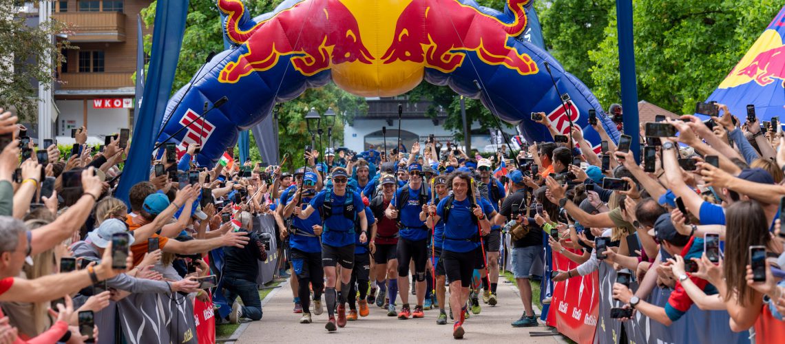 Athletes performing during RBX-Alps 2023 in Kitzbühl in Austria on June 11, 2023.